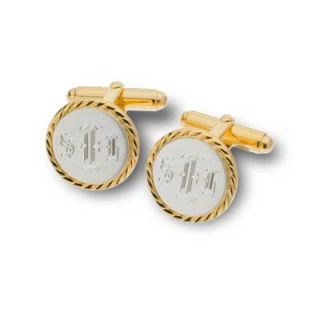 Mens Round Cuff Links in Sterling Silver and 14K Gold Vermeil (1 3