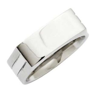 Mens 8.0mm Identification Plate Ring in Stainless Steel   Zales
