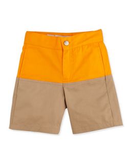 Two Tone Shorts, Khaki/Orange, 2T 4T