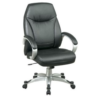 Office Star Back Leather Deluxe Faux Office Chair with Coated Frame and Padde