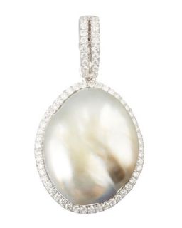 COLOR South Sea Pearl and Diamond Halo Pendant, 0.27 TCW   Eli Jewels