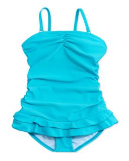 Tania Ruffle Skirt One Piece Swimsuit, Blue, 7 14
