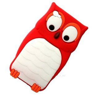 New Cute 3D Owl Soft Gel Silicone Case Red for iPhone 4 4G 4S Cell Phones & Accessories