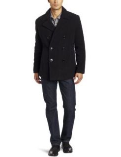 Kenneth Cole Men's Plush Peacoat, Black, Small at  Mens Clothing store Wool Outerwear Coats