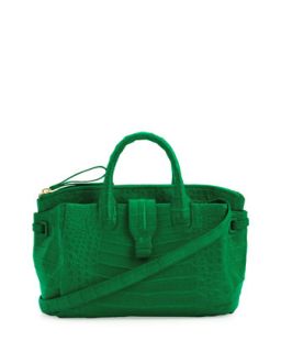 Medium Crocodile Satchel Bag, Green   Nancy Gonzalez
