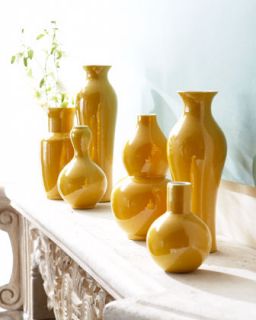 Set of Six Yellow Vases