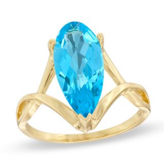 Pear Shaped Blue Topaz Ring in 10K Gold   Zales