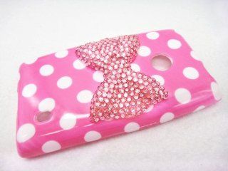 Pink Bow Cute Lovely 3D Bling Special Party Dot Pattern Case Cover For Nokia Lumia 521 (T Mobile) RM 917 Cell Phones & Accessories