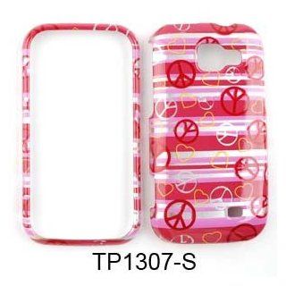 Samsung Transform M920 Transparent Design, Peace Signs and Hearts on Pink Hard Case,Cover,Faceplate,SnapOn,Protector Cell Phones & Accessories