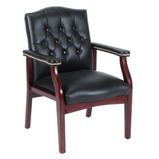 Boss Office Products Leather Guest Chair with Brass Head Nail Trim B969 XX Le