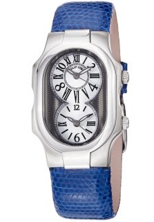 Philip Stein 1MGWZDBL  Watches,Philip Stein Womens Signature Silver Dial Blue Leather Strap Watch, Casual Philip Stein Quartz Watches