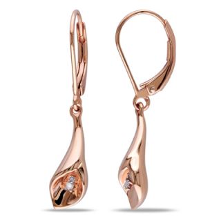 Diamond Accent Calla Lily Drop Earrings in Sterling Silver with Rose