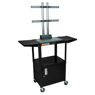 Luxor Adjustable Height Flat Panel Cart with Cabinet and Drop Leaf Shelves AV