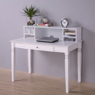 Home Loft Concept Elegant Writing Desk with Hutch DW48S30 DHWH Finish White