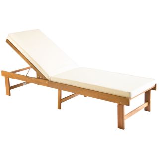 Safavieh Outdoor Living Inglewood Brown Acacia Wood Beige Cushion Lounge Chair