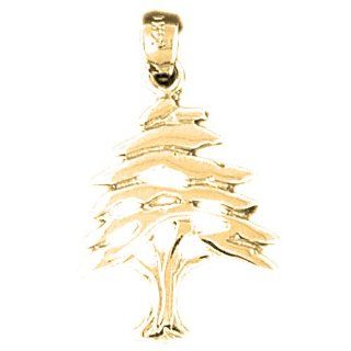 Gold Plated 925 Sterling Silver Cedar Tree Pendant Jewelry