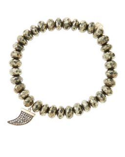 8mm Faceted Champagne Pyrite Beaded Bracelet with 14k Gold/Diamond Medium Horn