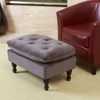 Christopher Knight Home Jeremy Grey Tufted Fabric Ottoman