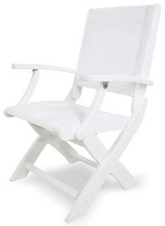 POLYWOOD 9000 WH901 Coastal Folding Chair, White/White Sling Patio, Lawn & Garden