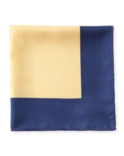 Solid Silk Pocket Square, Maize/Navy