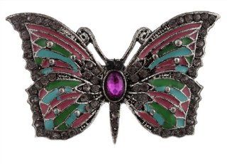 2 Pieces of Silver with Multicolored Antique Butterfly with Stones Brooch & Pin Brooches And Pins Jewelry
