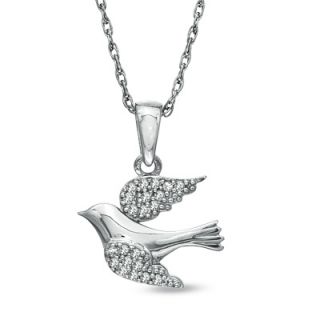 Diamond Accent Soaring Dove Pendant in Sterling Silver   Zales