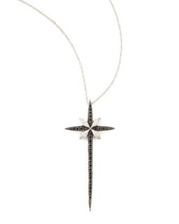Belle �poque 18kt Diamond Skinny Cross Pendant Necklace, Black/White   Stephen