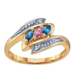Marquise Birthstone Ring in 10K White or Yellow Gold with Diamond