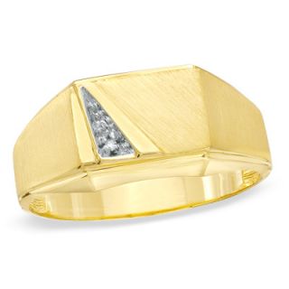 Mens Diamond Accent Rectangle Slant Signet Ring in 10K Gold   Zales