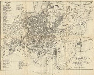 ROME ROMA Antique town plan. City map. Italy. BRADSHAW, 1890  