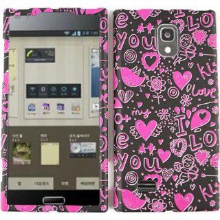 For Lg Optimus Lte Ii Vs930 Pink Hearts On Black Matte Texture Case Accessories Cell Phones & Accessories