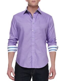 Mens Torino Button Down Shirt with Patterned Lining, Lilac/Multicolor   Robert