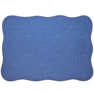 Periwinkle Blue Quilted Scallop Rectangle Placemat Kitchen & Dining