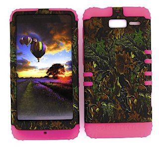Motorola Droid Razr M Xt907 Camo Mossy Oak Heavy Duty Case + Hot Pink Gel Skin Snap on Protector Accessory Cell Phones & Accessories