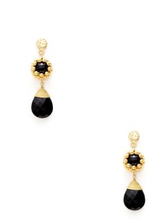 Bejeweled Midnight Gold & Onyx Double Drop Earrings by Kanupriya