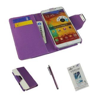 Samsung Note 3 Exqusite Wallet Folio Design Leather Case(wristlet+Samsung note 3 screen protector+stylus included), Purple by usamz909 Cell Phones & Accessories
