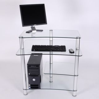 RTA Home And Office 32 W Computer Desk with Keyboard Tray CT 010 Glass Clear