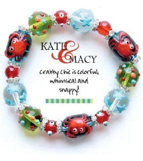 Clementine Design Kate & Macy Crabby Chic Bracelet Painted Glass Beads Rhinestones Jewelry