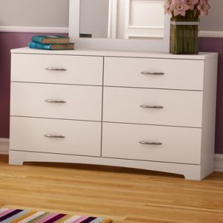 South Shore Step One 6 Drawer Double Dresser 3107010/3160010 Finish Pure White