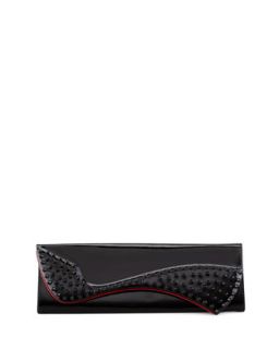 Pigalle Patent Spike Clutch Bag, Black   Christian Louboutin
