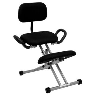FlashFurniture Ergonomic Kneeling Chair in Black Fabric with Back and Handles