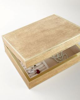 Large Gold Linen Jewelry Box   AERIN