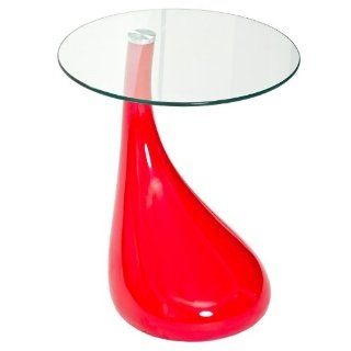 LexMod Teardrop Side Table in Red   End Tables