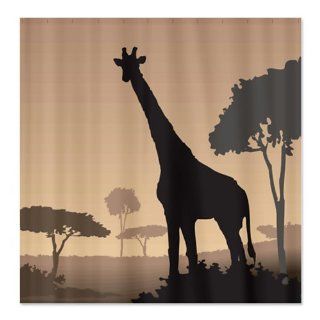  Giraffe Silhouette Shower Curtain   Standard White  