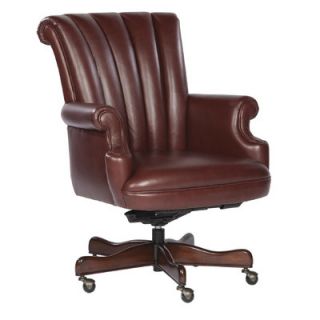 Hekman Ribbed Leather Executive Office Chair 7 9251X Color Merlot