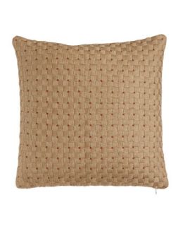 Basketweave Pillow with Red Cross Stitch Accents, 20Sq.   Dransfield & Ross
