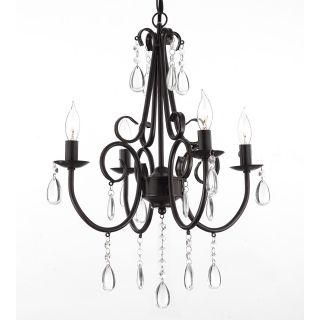 Gallery 4 light Wrought Iron And Crystal Chandelier