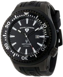 Swiss Legend Men's 11818A BB 01 SA W Neptune Automatic Black Dial Black Silicone Watch Watches