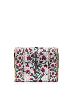 Archive Floral Print Crystal Minaudiere, Rhine Multi   Judith Leiber Couture