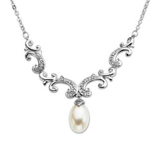 Pearl and Diamond Accent Necklace in Sterling Silver   17.0   Zales